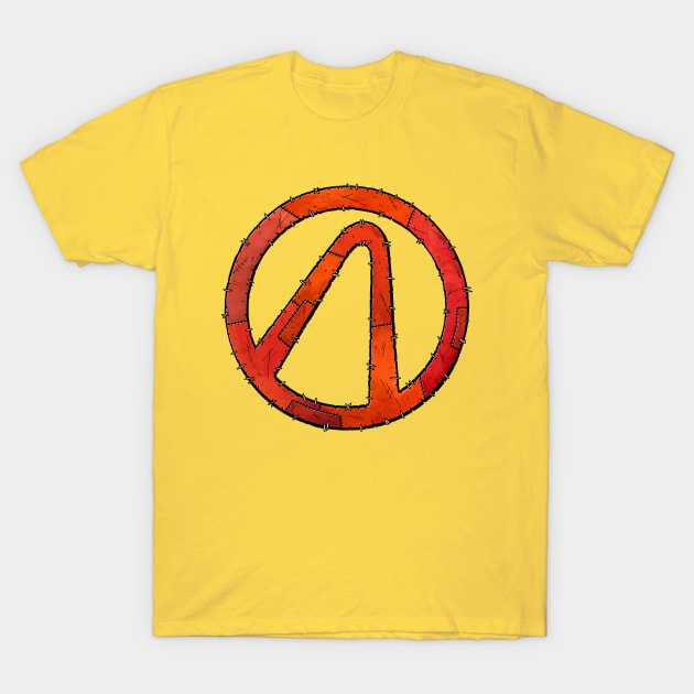 Vault Symbol Stitched Red - Borderlands T-Shirt by Doomgriever